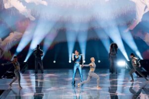 Besa, representante albanesa en Eurovisión 2024, en su primer ensayo en el Malmö Arena. Fotos de Corinne Cumming y Sarah Louise Bennett